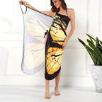 Sexy Butterfly Print Cover Up Swimwear Women Dress Summer Tunic Bikini Bath Sarong Wrap Skirt Swimsuit Elegant Lady Beachwear - Matrix Studios