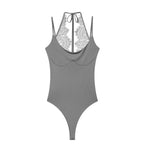 Women's Bodysuit 2026 New Fashion Summer Black Spliced Lace Bodysuit for Women Elegant Chic Personality Spaghetti Strap Bodysuit - Matrix Studios