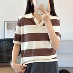 WinvyNee Summer Half Sleeved Women's Solid Polo Shirt Casual Cotton Striped Top T-shirt Women Clothing Casual Knitted A1002022 - Matrix-studios.com