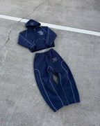 American Y2K Casual Zipper Hoodie Sweatpant Two Piece Set HipHop Oversized Embroidery Sweatshirts Men Women Casual Pants