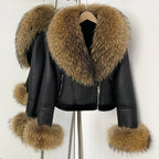 Reality Fur Jacket Winter Real Fur Cuffs Clothes Women Short Faux Leather Fake Fur Inner Jacket Female Thick Warm Fox Fur Coat - Matrix Studios