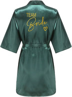 Wedding Party Team Bride Robe Kimono Satin Pajamas Bridesmaid Bathrobe Gold Letter SP089 - Matrix-studios.com