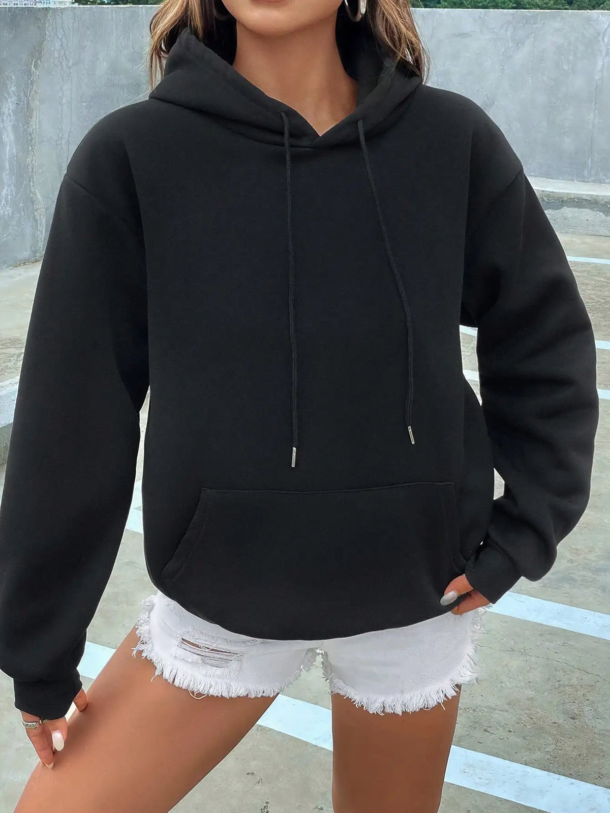 Solid Color Casual Hoodie For Female Pocket Creative Hoody All-Match Street Clothes Womens Fleece Unisex Pullovers - Matrix Studios