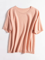 SuyaDream, 100%Merino Wool Pullovers for Woman, Round Neck, Short Sleeved Sweaters, 2025 Fall Winter Soft Warm Top, Pink, Olive - Matrix Studios