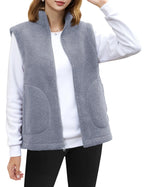 TACVASEN Polar Fleece Vests Women Fall Winter Lightweight Stand Collar Waistcoats Warm Soft 4 Pockets Sleeveless Outwear Jackets - Matrix Studios