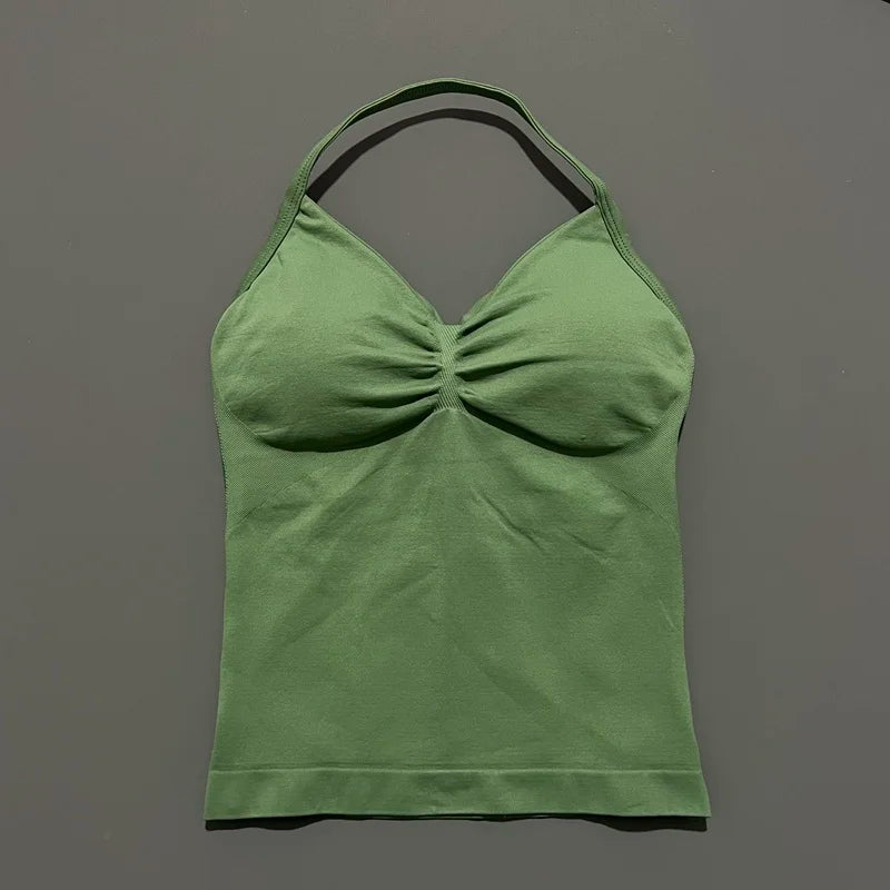 Women Solid Color Yoga Sports Tank Top Sleeveless Quick Dry Breathable Elastic Slim Fit Gym Workout Running Fitness Soft Skin - Matrix-studios.com