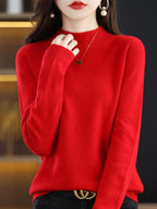 Fashion 100% Wool Sweater Women's Mock-Neck Knitwear Cashmere Pullovers Autumn Winter Long Sleeve Jumpers Clothing Tops - Matrix Studios