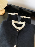 Women Clothing Autumn New Love Button Pleated Collar Knitted Cardigan Jacket Female Lazy Style Sweet Korean Fashion Sweater Tops - Matrix Studios