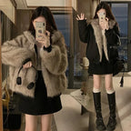 Double-Sided Warm Fur Coat Women Autumn Winter Loose Thicken Plush Cotton Coat 2025 New Women Hooded Imitation Mink Fur Outwear - Matrix Studios