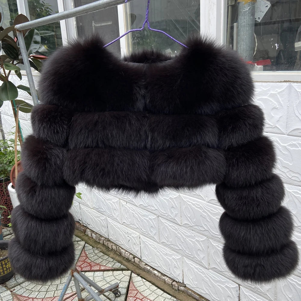 QUEENTINA Real Fox Fur Coat 30cm Women'S New Fashion Winter Leather And Skin White Clothing Natural New In Coats & Jackets - Matrix Studios