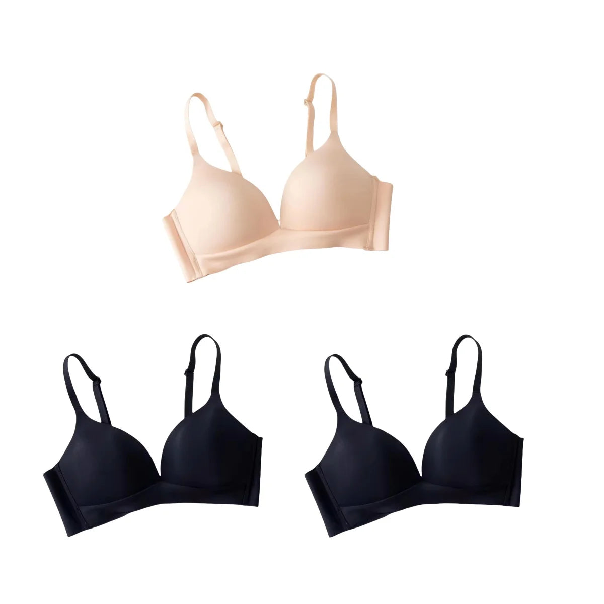 3Pcs/Set Seamless Bras For Women Non-wire Push-Up Bra Glossy Deep V Underwear Fixed 3/4 Cup Comfort Daily Wear Lingerie S-XXL - Matrix Studios