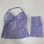 No Logo 2Pcs Gym Set Women Backless Tank Tops High Waist Scrunch Seamless Shorts Gym Suit Fitness Clothes Activewear Workout Set - Matrix-studios.com