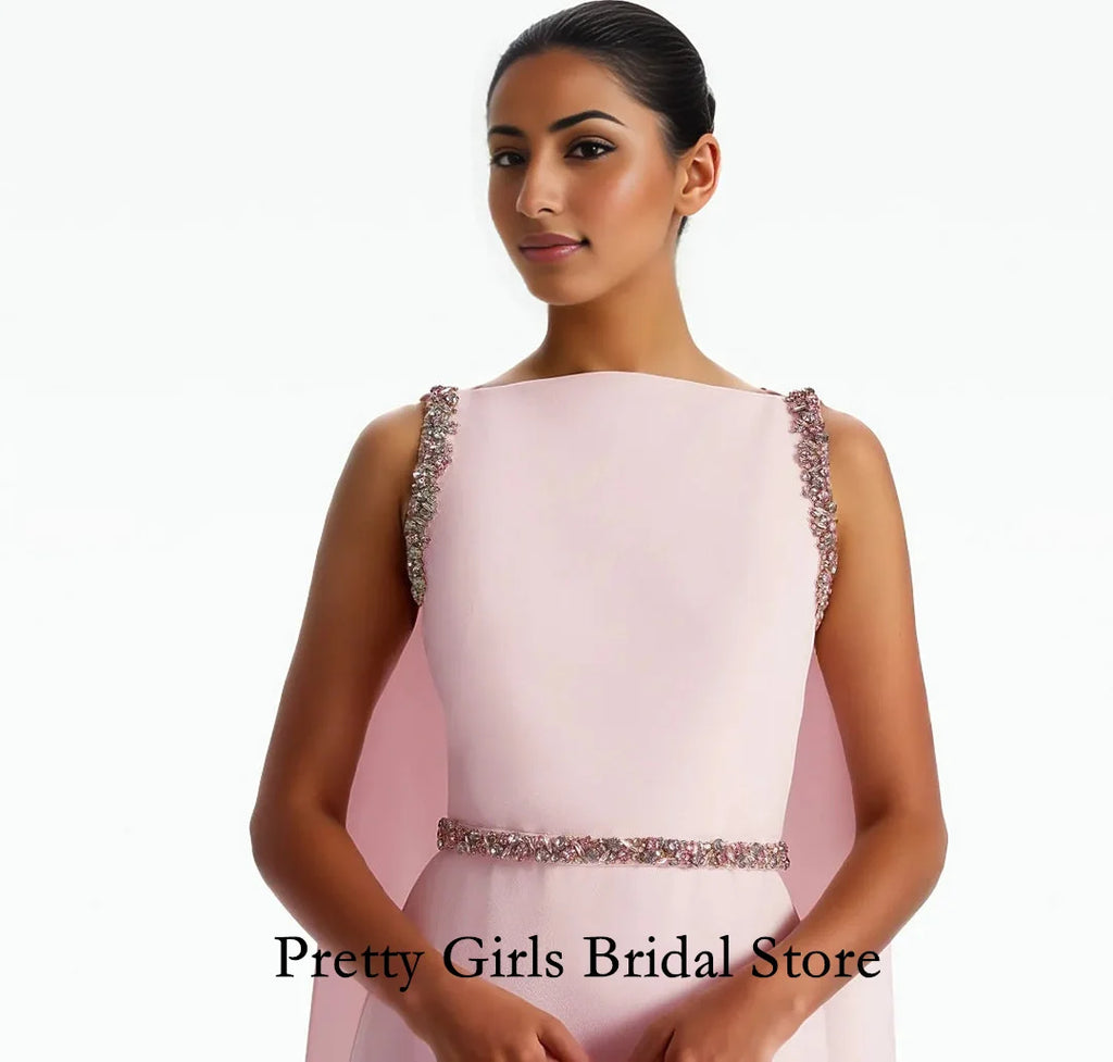 Arabic Morden Style Draped Crystals Evening Dresses Customized Mermaid Formal 프롬드레스 Side Slit Prom Growns Party Women Bride - Matrix-studios.com