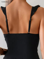Vigoashely 2026 Vintage 3 PCS Skirt Tankini Set Women Black Ruffle High Waist Swimsuit Lady Backless Beach Swimwear Bathing Suit - Matrix-studios.com