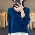 100% pure wool cashmere sweater women's V-neck pullover casual knit top autumn and winter women's coat Korean fashion - Matrix Studios