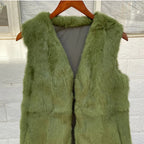 Fancy Rani Real Rabbit Fur Vest Short Natural Jacket For Women Fashion Leather Autumn Winter Spring Outwear High Quality - Matrix Studios