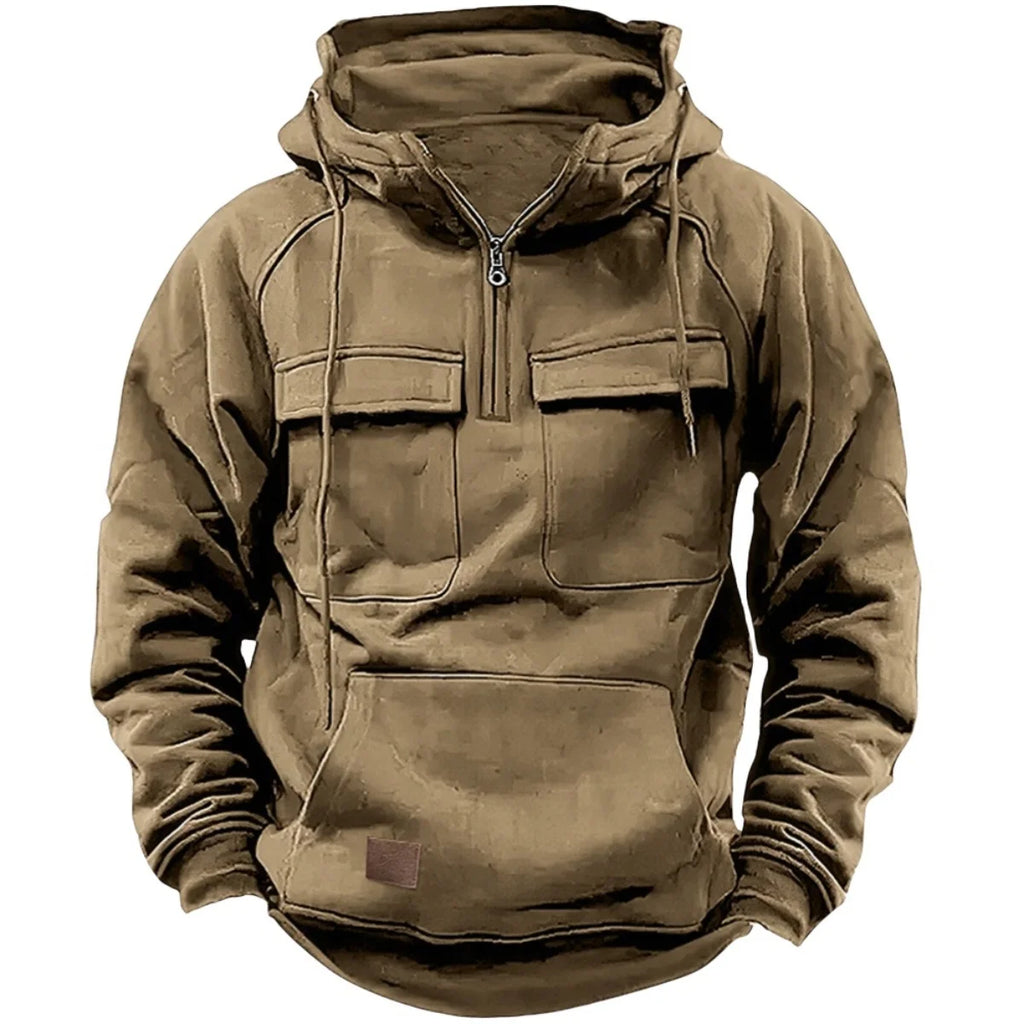 Men's Casual Sports Hooded Sweatshirt New Style Outdoor Thick Fashionable Loose Long-Sleeved Pullover with Multiple Pockets - Matrix Studios