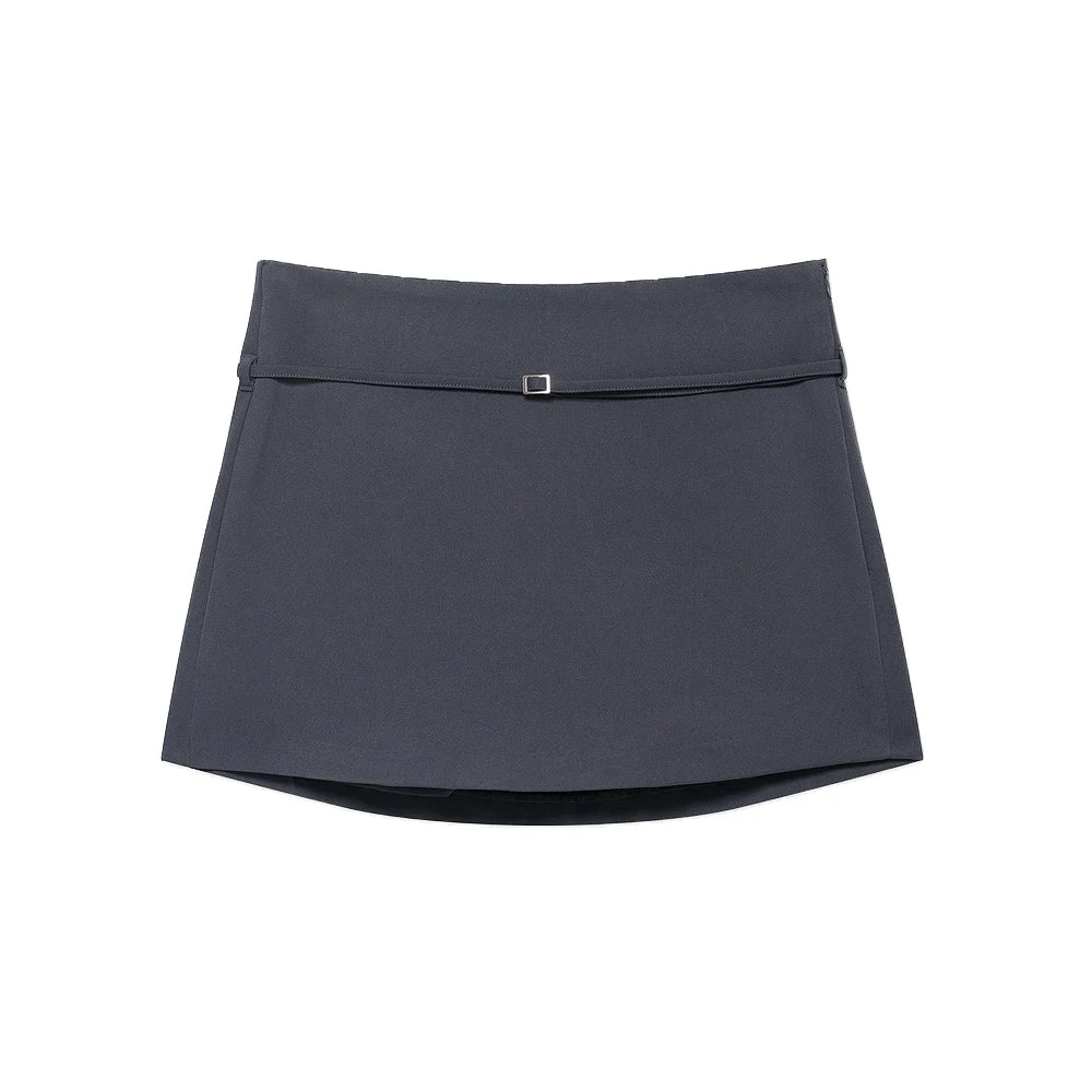Women's Solid Color Skort with Belt Side Zipper Casual Shorts Skirts Fashionable And Stylish Women's Clothing - Matrix Studios