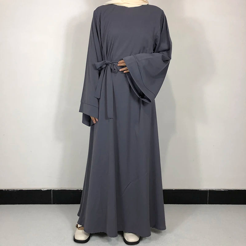 15 Colors Basic Plain Nida Abaya With Free Belt High Quality Muslim Women Modest Simple Dress EID Ramadan Islamic Clothing - Matrix-studios.com