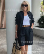 2026 Elegant 2-Piece Sets For Women Womens Cardigan Shirt Top Summer Solid Color Casual Shorts Two Piece New In Matching Sets - Matrix-studios.com