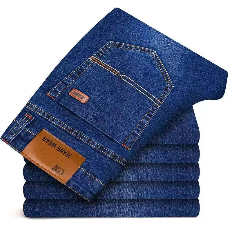 2025 New Business Men's Jeans Casual Comfortable Straight Stretch Fashion male Classic Premium Blue Black Denim trousers - Matrix Studios