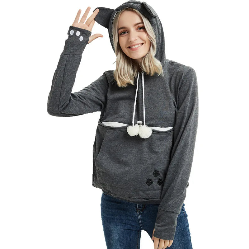 Cat Lovers Hoodies Pouch Dog Pet Hoodies For Casual Kangaroo Pet Paw Pullovers Cuddle Pouch Sweatshirt Pocket Animal Ear Hooded - Matrix Studios