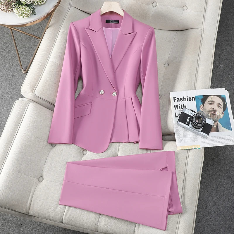 ZJYT Elegant Commuter Blazer Pants Set for Woman 2 Pieces Matching Sets Autumn 2026 Office Lady Work Jacket and Trousers Suit - Matrix-studios.com
