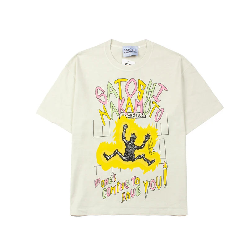 SATOSHI Hip Hop Street Short Sleeve T-Shirt Celestial Eye Double Hands Print Retro Distressed TShirt Trend Casual Summer Top Tee - Matrix-studios.com