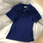 Deeptown Blue Polo Shirts Women Shoujo JK Japanese Preppy Style White T-shirts Short Sleeve Embroidered Tees Basic Pink Tops - Matrix-studios.com