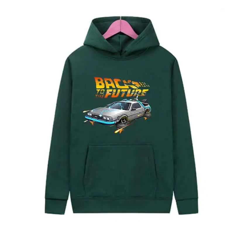 Back To The Future Retro DeLorean Car Print Hoodie Long Sleeve Tops Men Casual Streetwear Pullover Spring Autumn Unisex Clothing - Matrix Studios