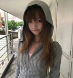 Tonngirls Y2k Japanese Hoodies Women Long Sleeve Striped Sweatshirt Streetwear American Striped Hoodies With Zipper E-girls - Matrix Studios