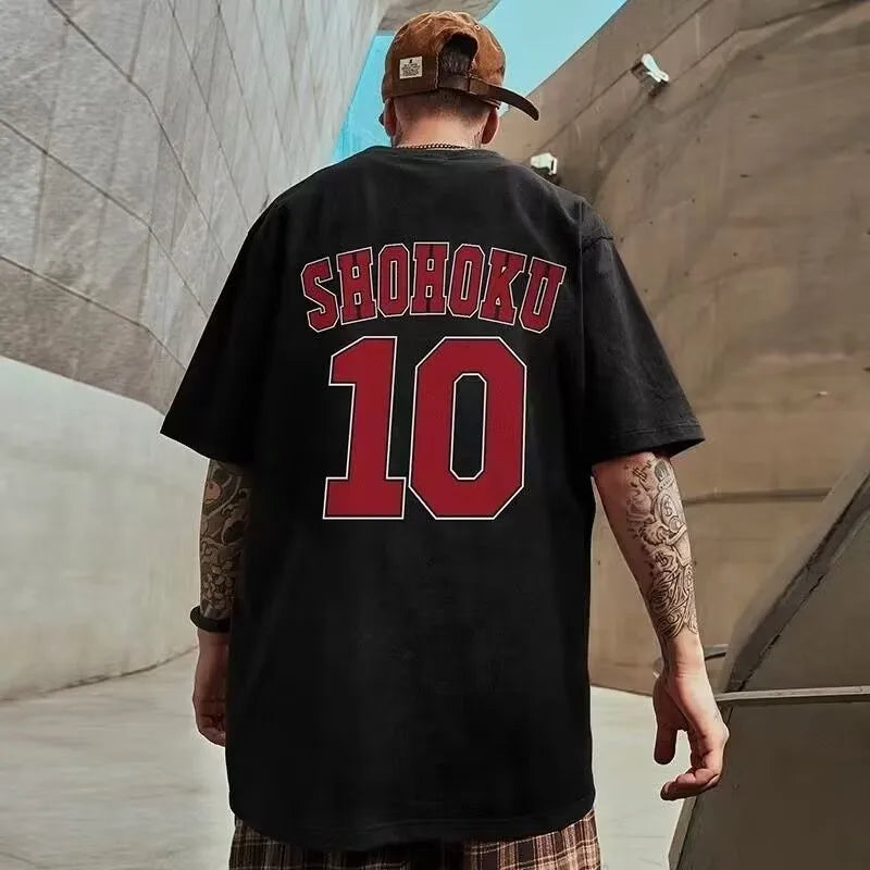 8XL Men Oversize Fashion Loose American Basketball Number ten Print Short Sleeve Round Neck Versatile Trend Couple outfit - Matrix Studios