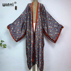WINYI Summer New Fashion Print Women Cardigan Loose Long Dress Elegant Party Boho Maxi Beach Holiday Cover Up Kimonos Kaftan - Matrix Studios