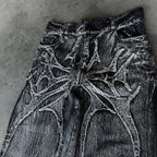 Gothic Retro Oversized Baggy Fit Unisex Mopping Pants Y2K Phantom Jeans High Street Spider Embroidered Patch Hip Hop Streetwear - Matrix Studios