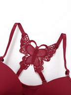 Hot selling 2-piece set of sexy red front button braissere beautiful back butterfly fashion bra push up women's set A2120 - Matrix-studios.com