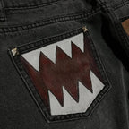 Washed Black Baggy Men Monster Tooth Embroidery Jeans Pocket Wide Leg Denim Pants Y2k Streetwear Hip Hop Loose Trousers Unisex - Matrix Studios