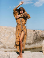 2026 Women Swimsuit Beach Cover Up Dress Sleeve Kaftan Beach Tunic Long Pareos Bikinis Cover Ups Summer Robe Plage Beachwear - Matrix Studios