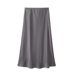Willshela 2024 Black Satin Skirt Woman High Waist Elegant Long Skirts For Women Fashion Summer Midi Skirt Office Women's Skirts - Matrix-studios.com