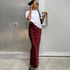 Elegant Satin Black Trumpet Skirts Fashion Slim High Waist Skirts Women Female Solid Office Long Skirt Spring Summer - Matrix-studios.com