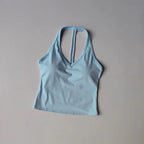 Women's Sexy V-Neck Fitness Bra Nude Sports Bra Hanging Neck Yoga Suit Vest Comfortable Breathable Gym Top for Active Wear - Matrix Studios