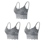 3PCS Women's Lace Bras Top Comfortable Bralette Solid Color Sexy Underwear Vest Female Hollow Out Wireless Lingerie Seamless Bra - Matrix Studios