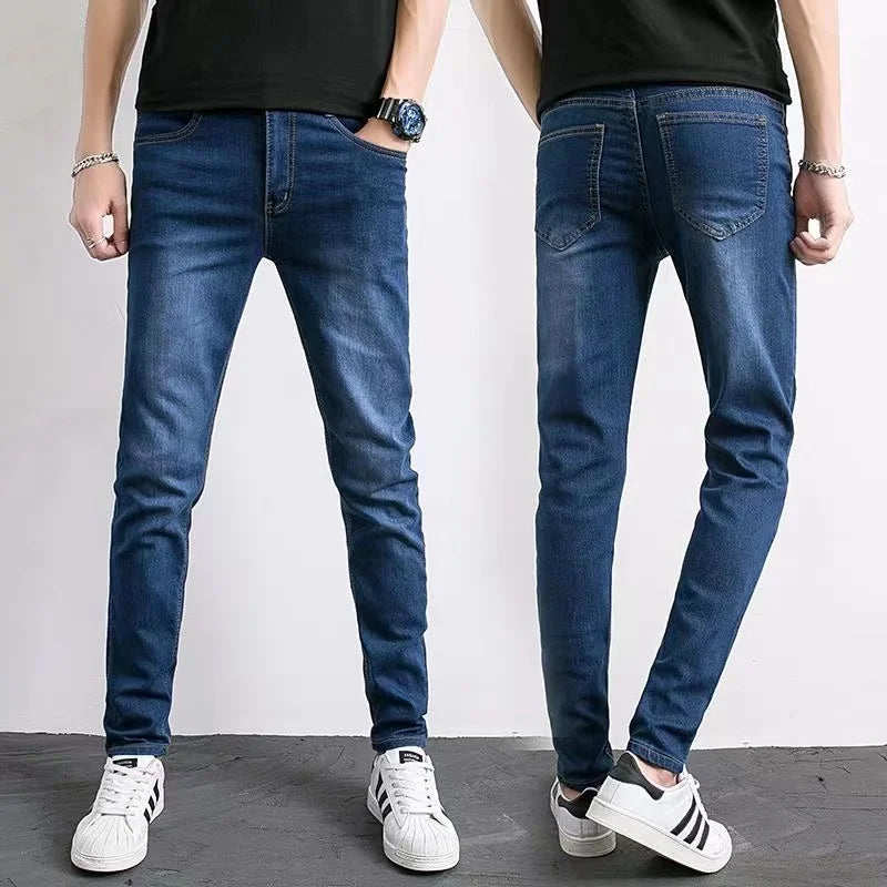 Fashion Mens Slim Fit Denim Pencil Pants High Quality Black White Skinny Stretch Jeans Mens High Street Jeans Four Season - Matrix Studios