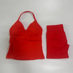 No Logo 2Pcs Gym Set Women Backless Tank Tops High Waist Scrunch Seamless Shorts Gym Suit Fitness Clothes Activewear Workout Set - Matrix-studios.com