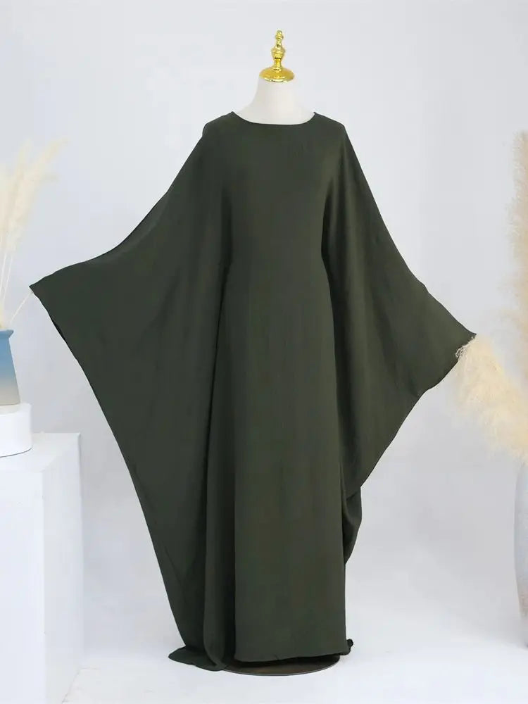 Ramadan Eid Soft Crepe Khimar Batwing Abaya Dubai Islam Muslim Modest African Dresses For Women Kaftan Kebaya Robe Femme Musulma - Matrix-studios.com