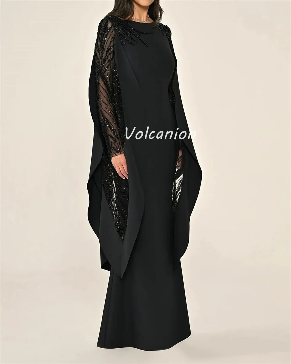 Customized Classic High Quality Jersey Rhinestone Beading Sequined Draped Straight O-Neck Long Dresses Bespoke Occasion Dresses - Matrix Studios