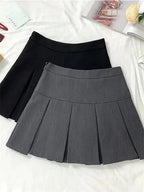 Vintage Gray Pleated Skirt Women Kawaii High Waist Mini Skirts Korean Fashion School Uniform Harajuku Streetwear Spring - Matrix-studios.com