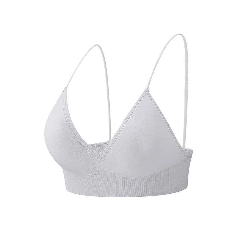 Flarixa Triangle Cup Deep V Neck Bralettes Camisole Bra for Woman Yoga Top Corset With Push Up Effect Soft Underwear Lingerie - Matrix Studios