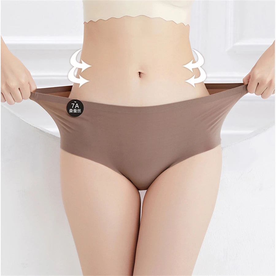 5PCS Seamless Mulberry Silk Underwear Ultral Thin Women's Panties Sexy High Elastic Invisible Briefs Soft Underpants Lingerie - Matrix Studios
