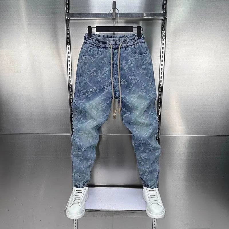 Jacquard American Classic Jeans Fashion Joints Harem Pants High Quality  Loose Harajuku Straight-Leg Trousers Men Clothing - Matrix Studios