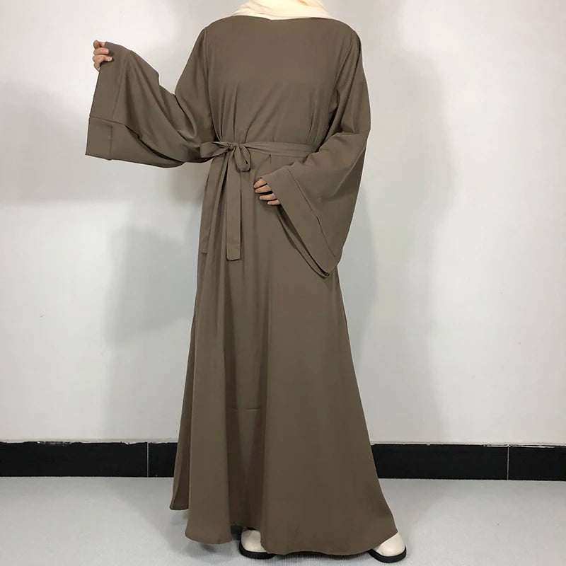 15 Colors Basic Plain Nida Abaya With Free Belt High Quality Muslim Women Modest Simple Dress EID Ramadan Islamic Clothing - Matrix-studios.com